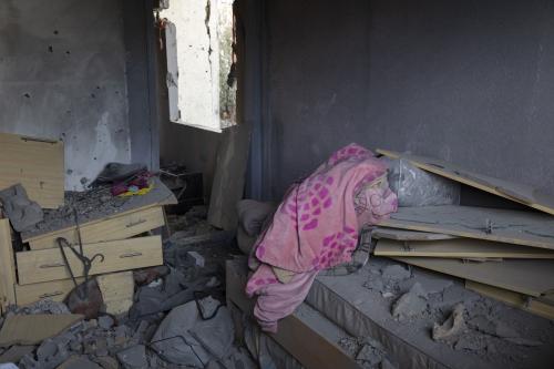 The inside of a home which was destroyed in attacks by Israeli forces. The entire room has been reduced to rubble.