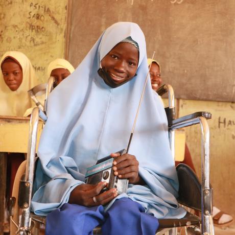 Umma is one of the 1196 children who received radios from ActionAid through the Tax and gender responsive public services project across Lagos and Sokoto in 2020 to facilitate continued learning after school closure due to covid.