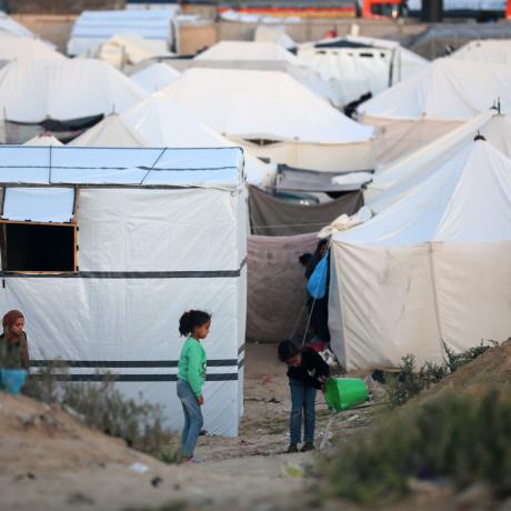 Displaced Palestinians Rafah Gaza Strip 